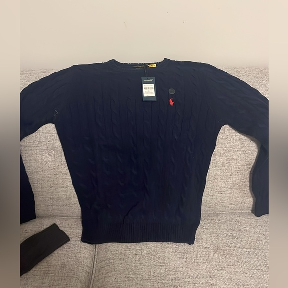 Polo Navy Blue Cable Knit Sweater - Picture 3 of 3